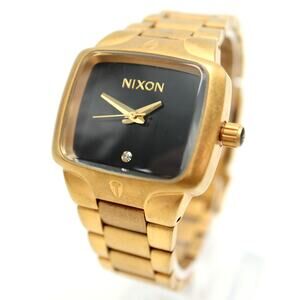 Nixon The Small Player Gold Black Tone 33mm Watch 5.75" Bracelet w New Battery